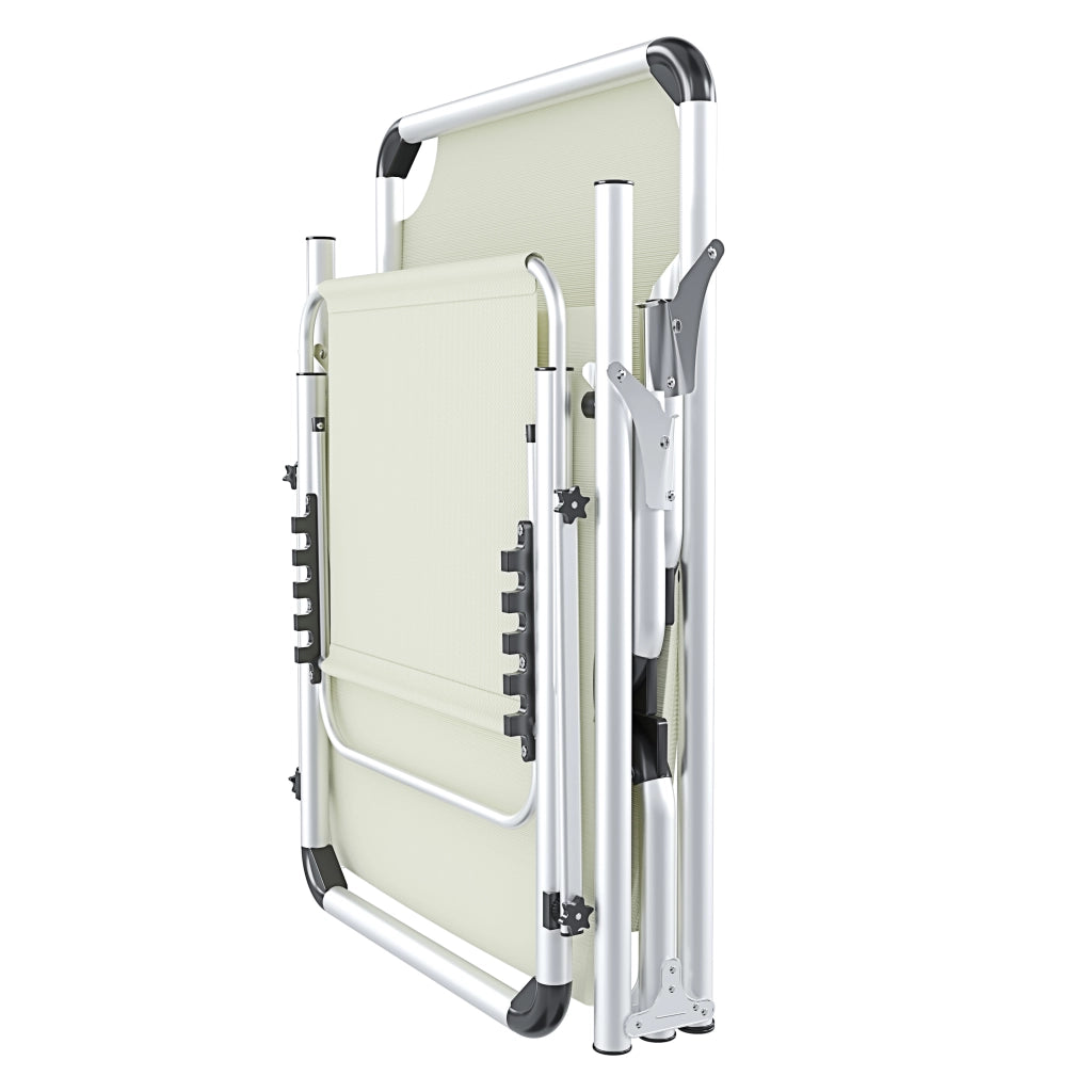 Lettino Pieghevole Prendisole Con Tettuccio Parasole Schienale Reclinabile Regolabile in 6 Posizioni Sedia Sdraio Per Spiaggia Mare Giardino Piscina 187 x 59 x 29 Cm Beige