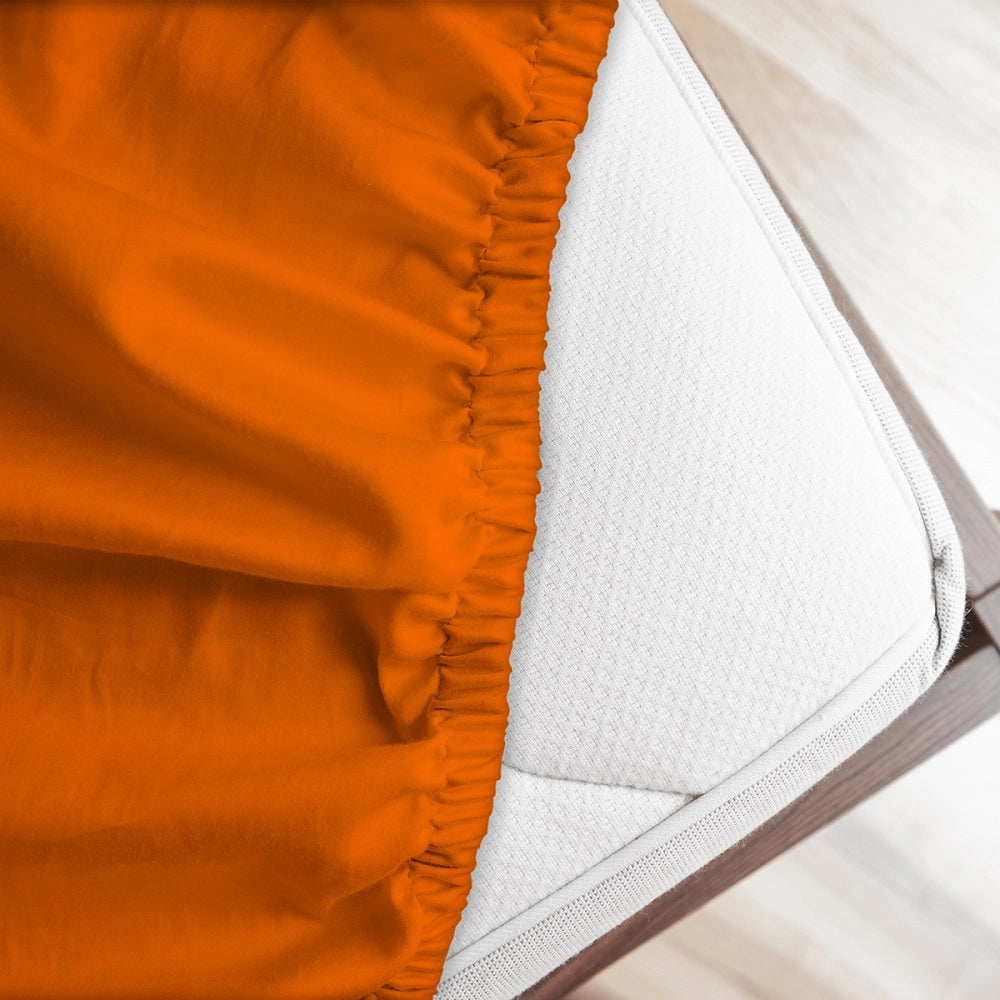 Lenzuolo letto sotto con angoli 100% puro cotone Made in Italy tinta unita Arancio - 1 Piazza