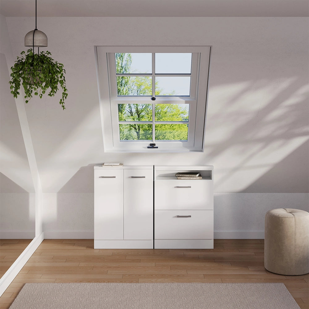 Mobile sottotetto Rion Bianco lucido/Bianco con 2 porte Vicco