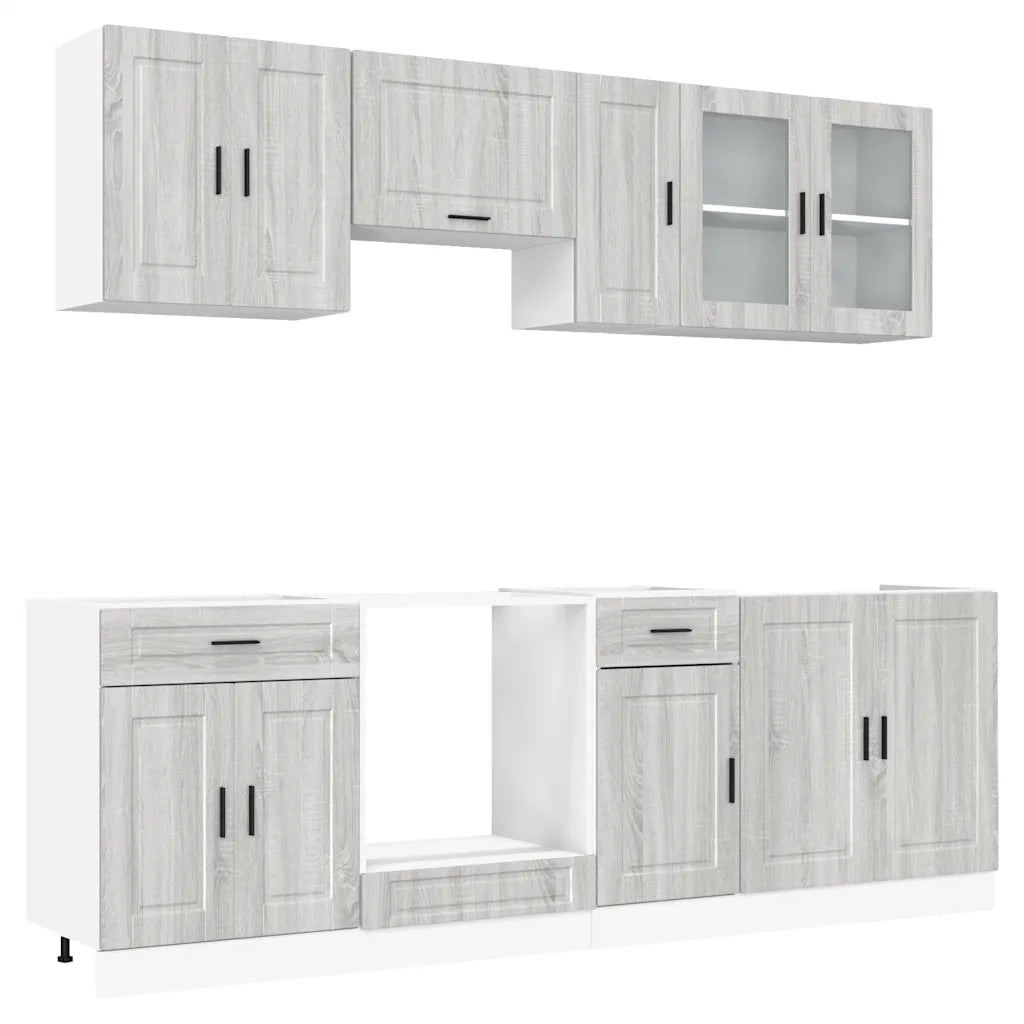 Set Mobili da Cucina 8 pz Kalmar Grigio Sonoma in Truciolato