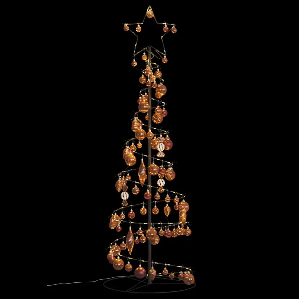 Albero di Natale a LED con Palline 100 LED Bianco Caldo 150 cm 3318571