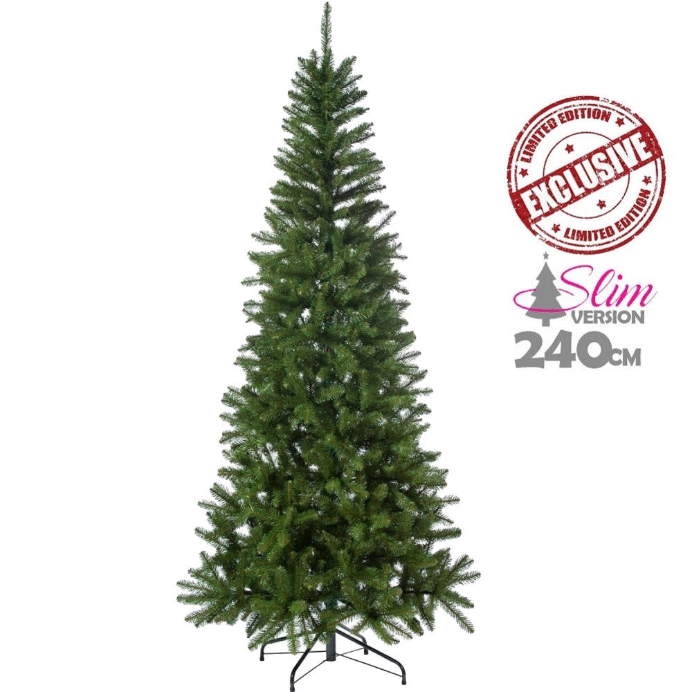 Trade Shop - Albero Di Natale Slim Nataluna Mod. Stelvio Altezza 240 Cm Base A Croce 825 Rami -