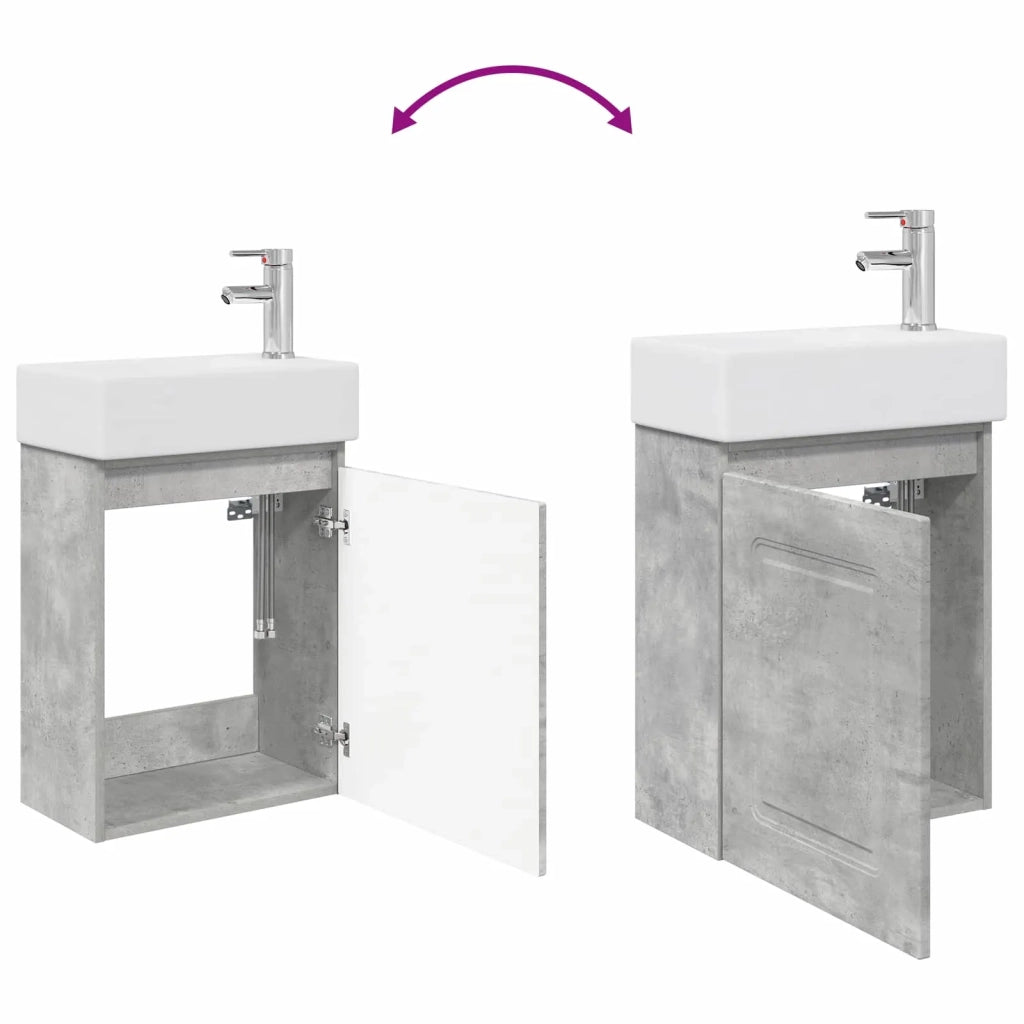 Mobile bagno con rubinetto Grigio Cemento 45,5 x 22,5 x 84 cm 889474