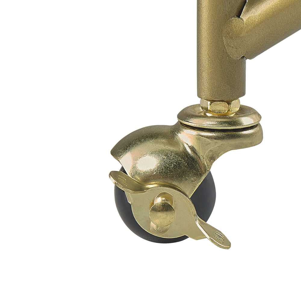 Carrello da Cucina Metallo dorato Vetro 75 x 45 cm Ruote Glamour Portaoggetti Aperto Due Piani Soggiorno