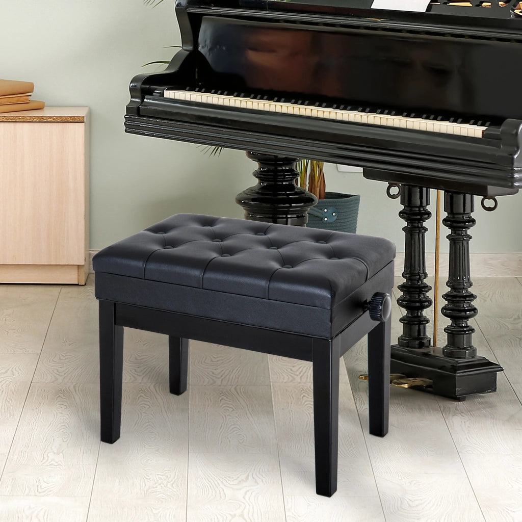 Sgabello da pianoforte in legno massello con seduta imbottita ¨C zephmum ¨C nero