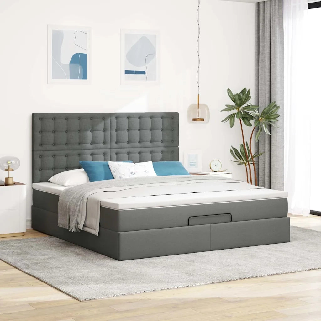Struttura Letto Pouf con Materasso 160x200 cm in Tessuto 3314184