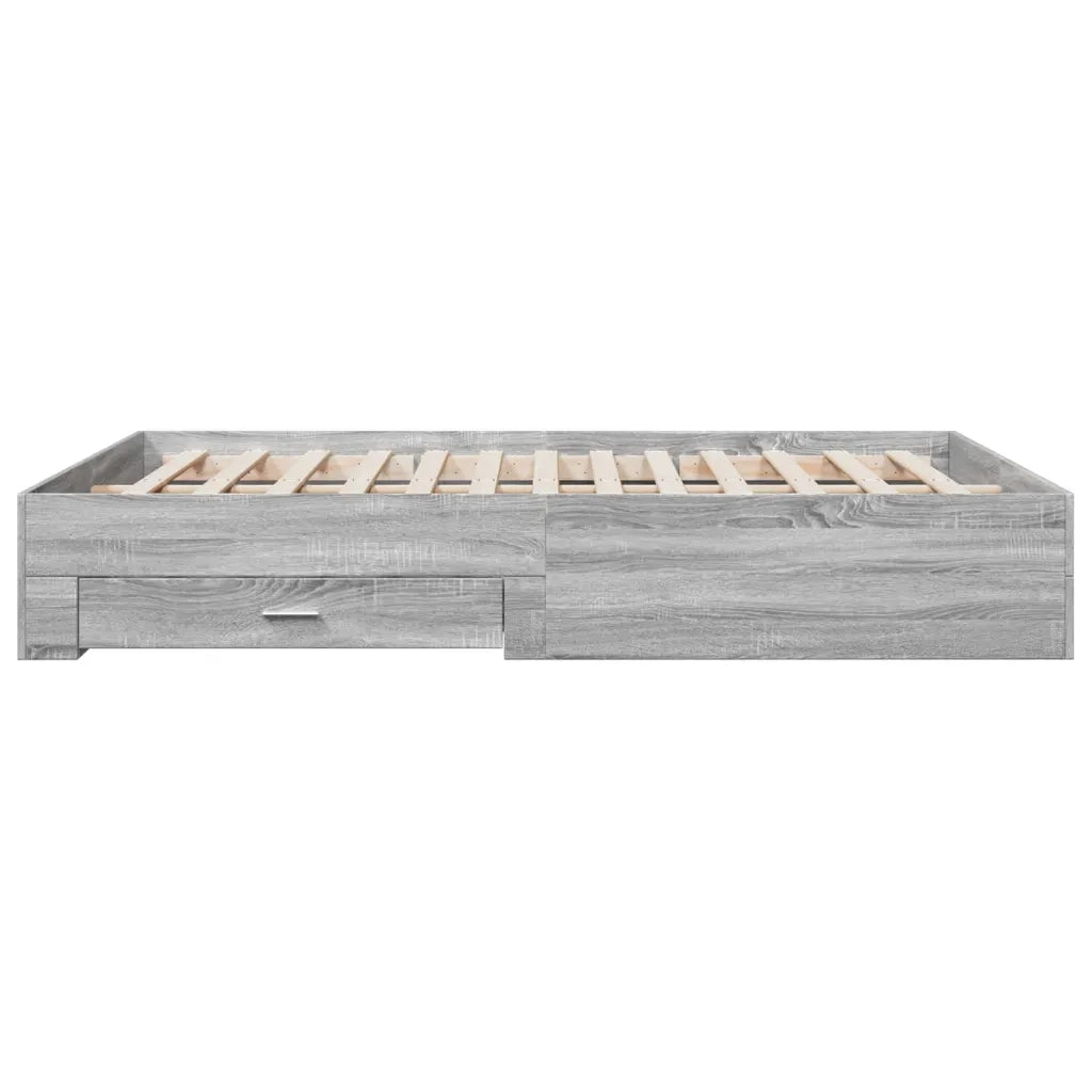 Letto matrimoniale | Letto per adulti | Giroletto Cassetti Grigio Sonoma 160x200 cm Legno Multistrato