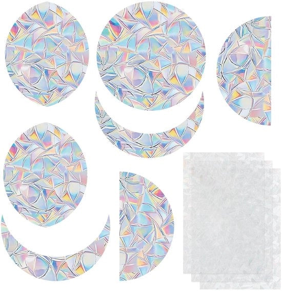 Sticker per finestra protezione uccelli - 21 pezzi - Stickers in PVC - Decorazione - Stickers arcobaleno - Stickers sole - Dimensioni personalizzabili - Decorazione per finestre