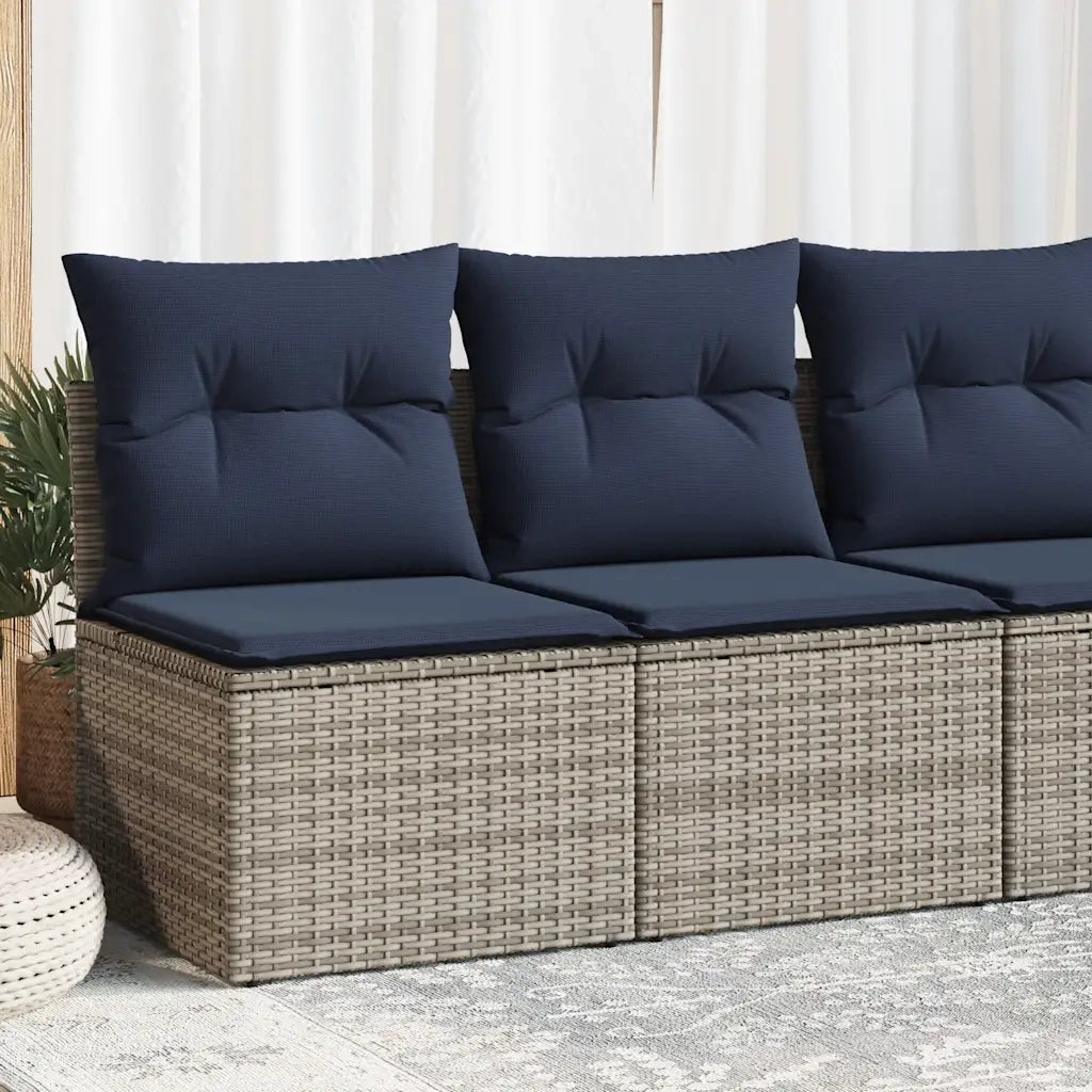 Set Divano Giardino 2 pz | Set Salotto da Giardino con Cuscini Grigio Polyrattan Acacia