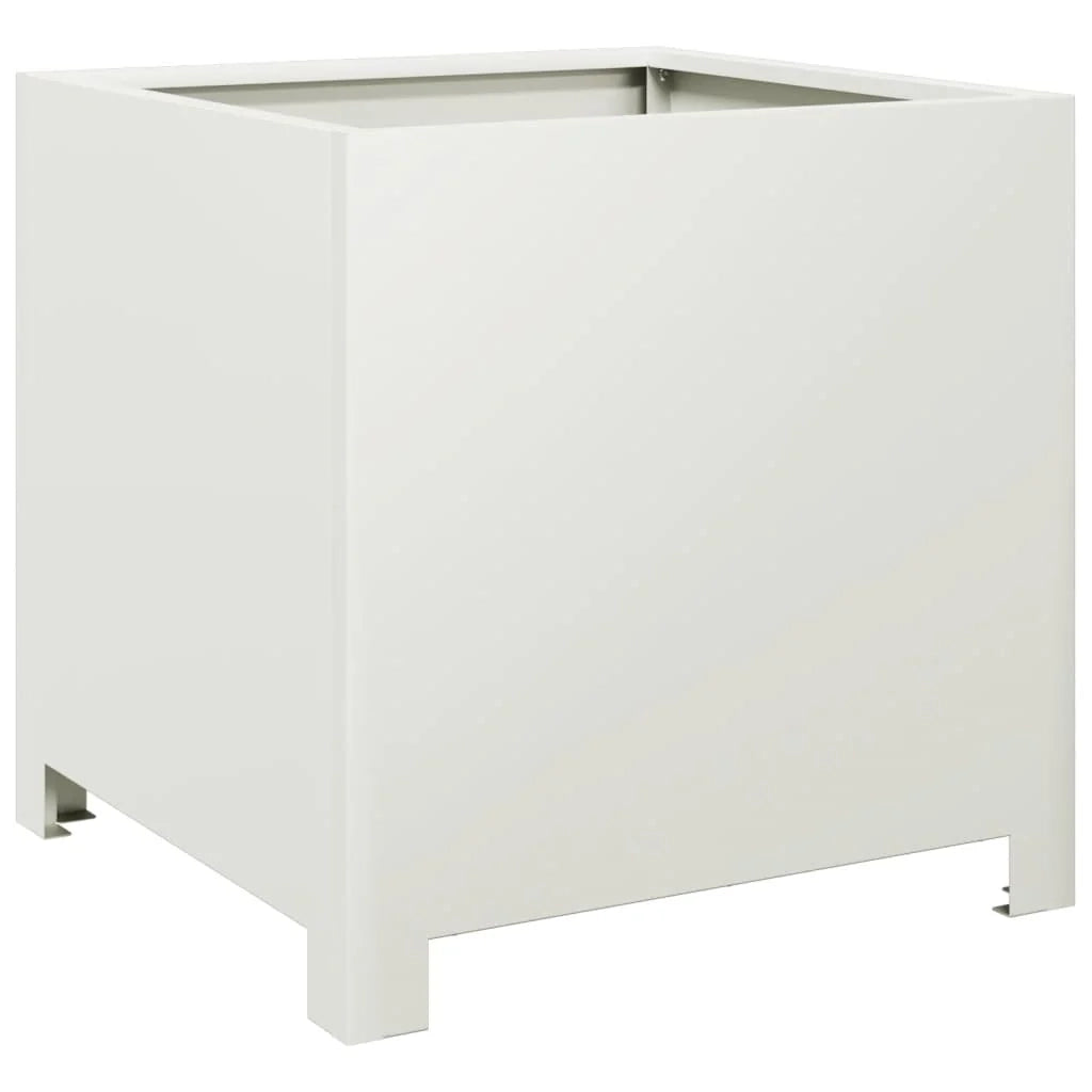 Fioriera rialzata per piante fiori terrazza giardino 40 x 40 x 40 cm acciaio bianco 02_0037539