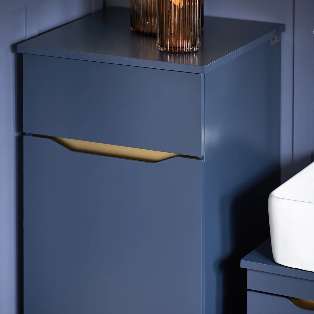 Mobile Lavanderia Con Sacco Portabiancheria Pieghevole Cesto Portabiancheria Mobile Bagno Blu, 40x40x96cm, BZR114-B SoBuy