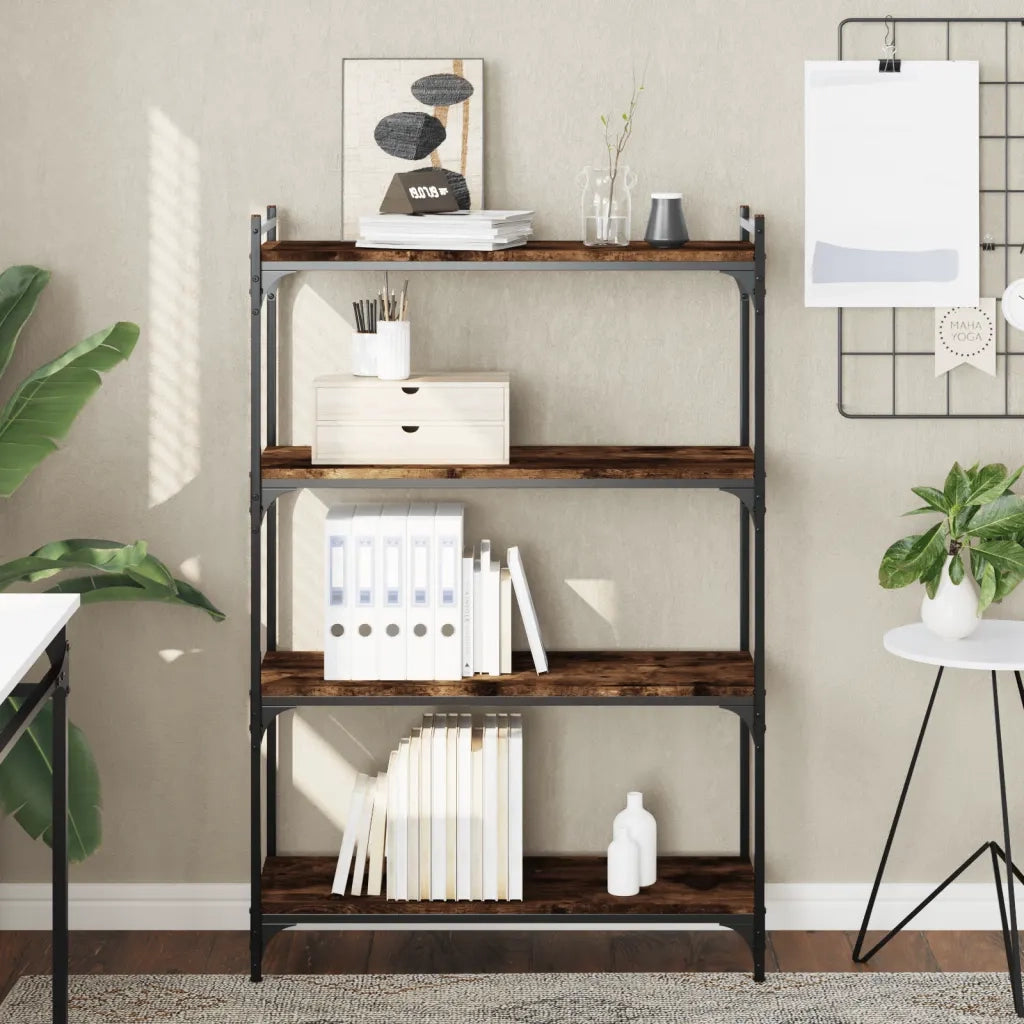 Libreria a 4 Ripiani Rovere Fumo 80x30x120 cm Legno Multistratocod mxl 109595