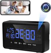 Camera Wi-Fi HD 1080p mini-camera 2.4/5G con orologio a 2 allarmi e schermo multifunzionale - supporta visione notturna e rilevamento movimenti