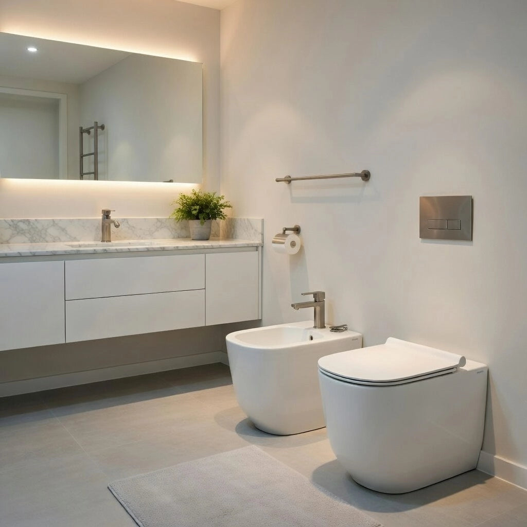 Sanitari filomuro WC e Bidet in Ceramica Copriwater soft-close Ceramiche Dolomite serie ALBA - Bianco Opaco
