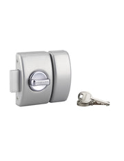 Serratura da applicare a chiavistello, con pomolo, Design 5 per porta d'ingresso, cilindro 50mm, acciaio, 3 chiavi, argento - THIRARD