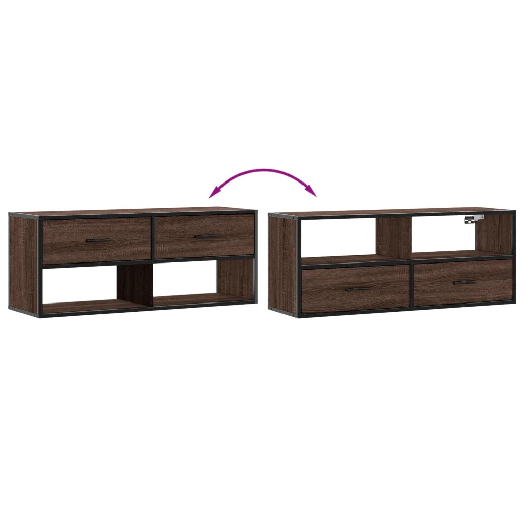 Mobile TV Rovere Marrone 100x31x39,5 cm in Truciolato e Metallo
