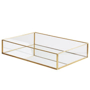Vassoio Decorativo Metallo Dorato e Vetro Rettangolare 30 x 20 cm Candele per Gioielli Vassoio Cocktail