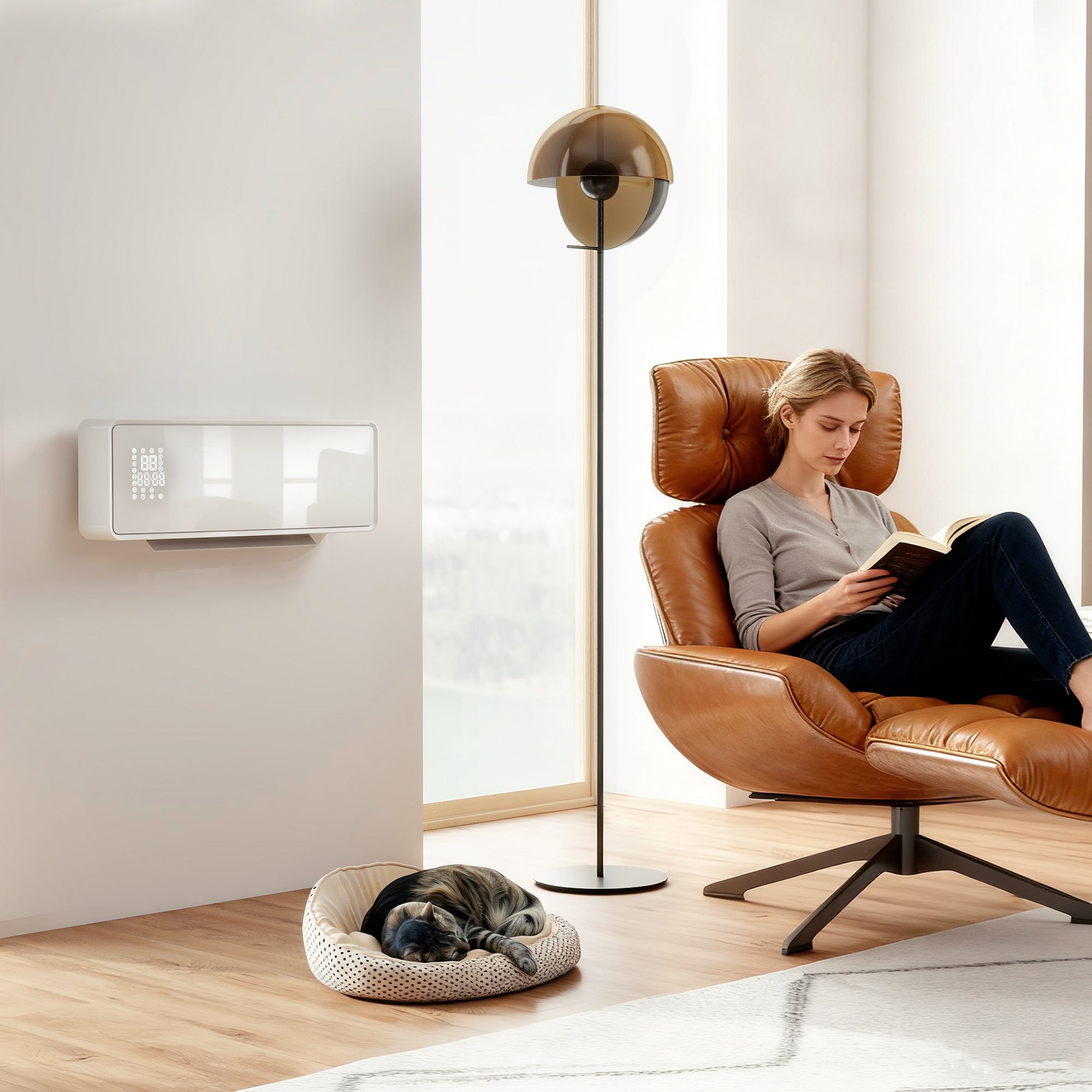 Stufa Ceramica 2000W a Parete con 3 Modalità Timer Telecomando e Blocco Bambini Bianco