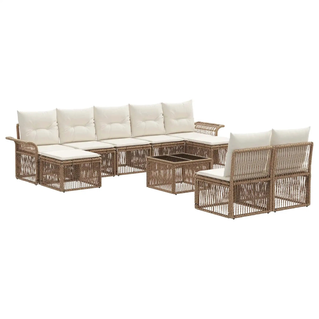 Set Divano da Giardino 10 pcs Beige polyrattan