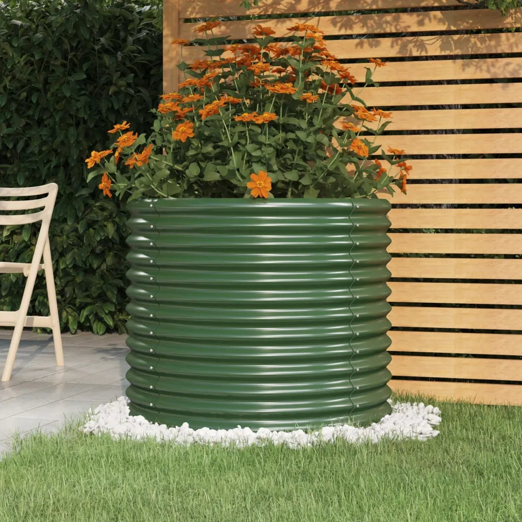Fioriere | Cassetta per fiori | Vaso da Giardino Acciaio Zincato 80x80x68 cm Verde