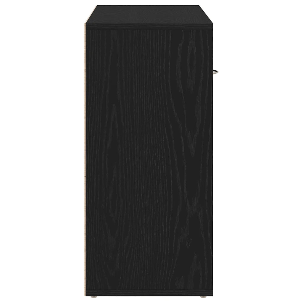 Credenza Rovere Nero 88x30x64 cm in Legno Multistrato 862446