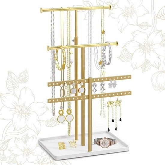 Organizzatore di gioielli con regolabile chiusura a catena per orecchini, bracciali e orologi - Deposito stabile di gioielli - Accessorio con standard di gioielli