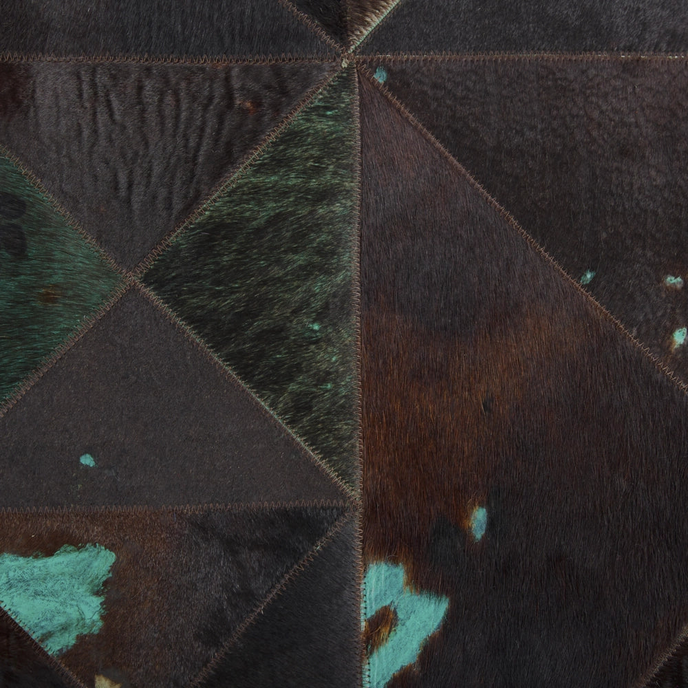 Tappeto Pelle Bovina Marrone e Blu 160 x 230 cm Astratta Artigianale a pelo corto Moderno
