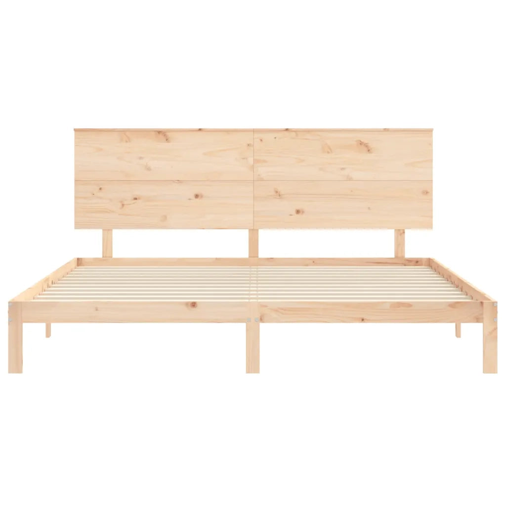Letto matrimoniale | Letto per adulti | Giroletto senza Materasso 200x200 cm in Legno Massello di Pino