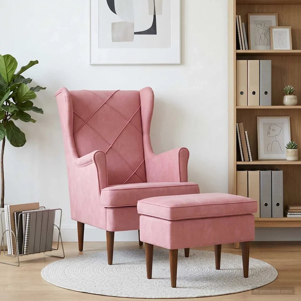 Poltrona con Ottomano 2 pz Rosa Velluto 3418845