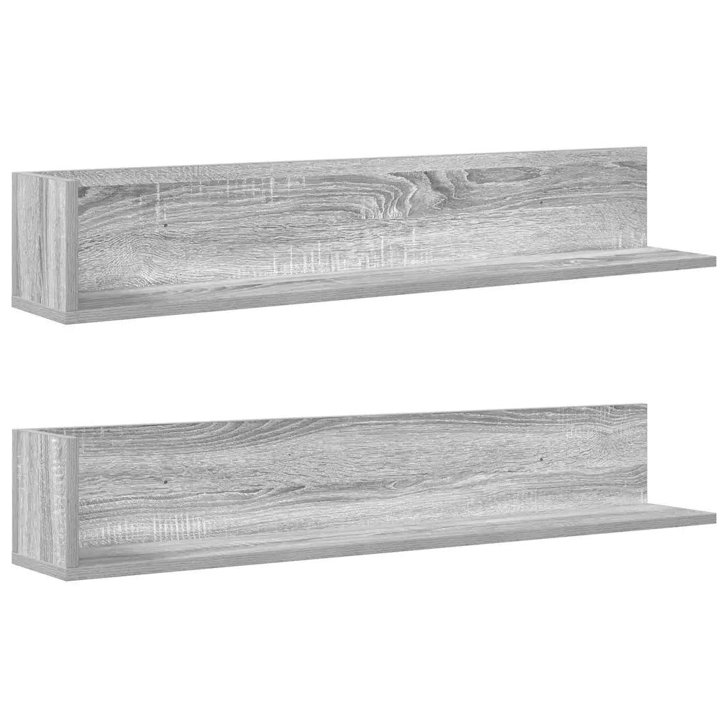2 pz Mensole Parete | Mensola sospesa Grigio Sonoma 100x16,5x16,5 cm in Truciolato