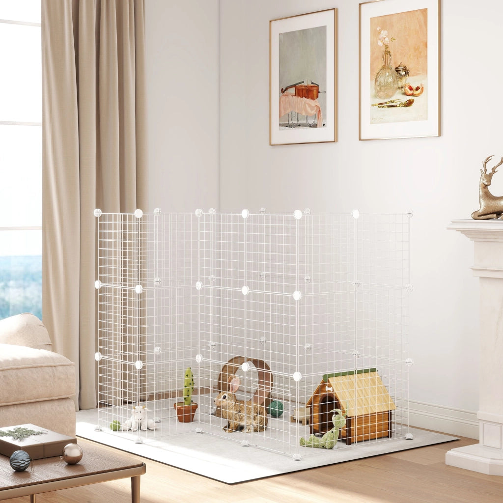 Recinto modulabile per animali domestici ¨C zephmum ¨C bianco 146x73x73cm