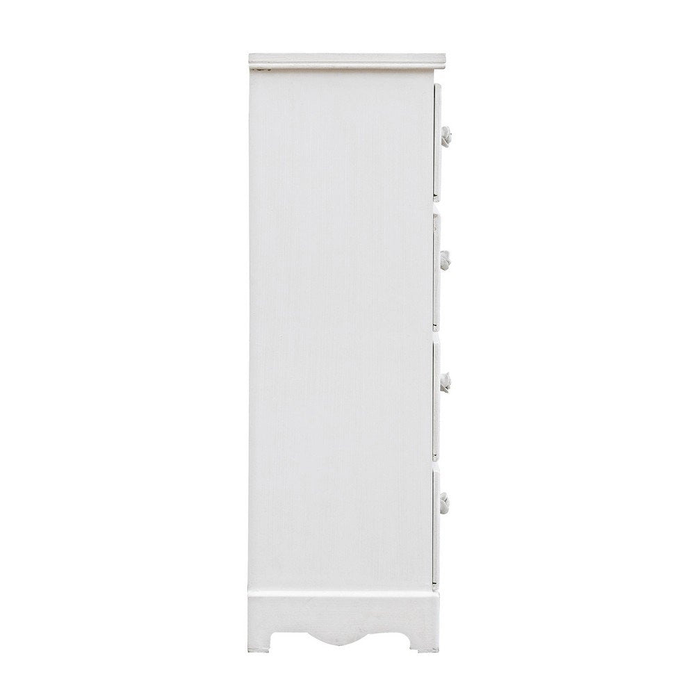 Cassettiera 4 Cassetti Legno Bianco Rustica da Interno - BLAINE