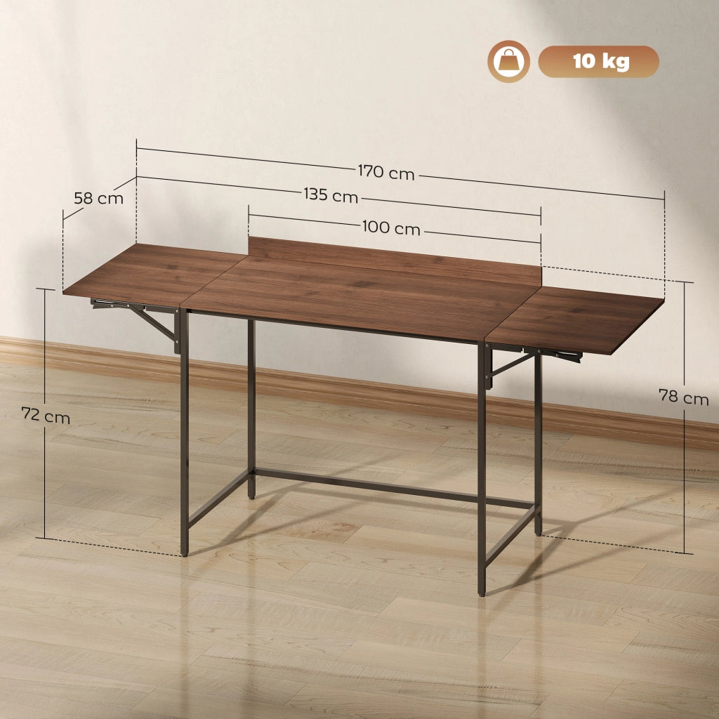 Scrivania pieghevole per computer con 2 ripiani ¨C zephmum ¨C 170x58x78 cm noce