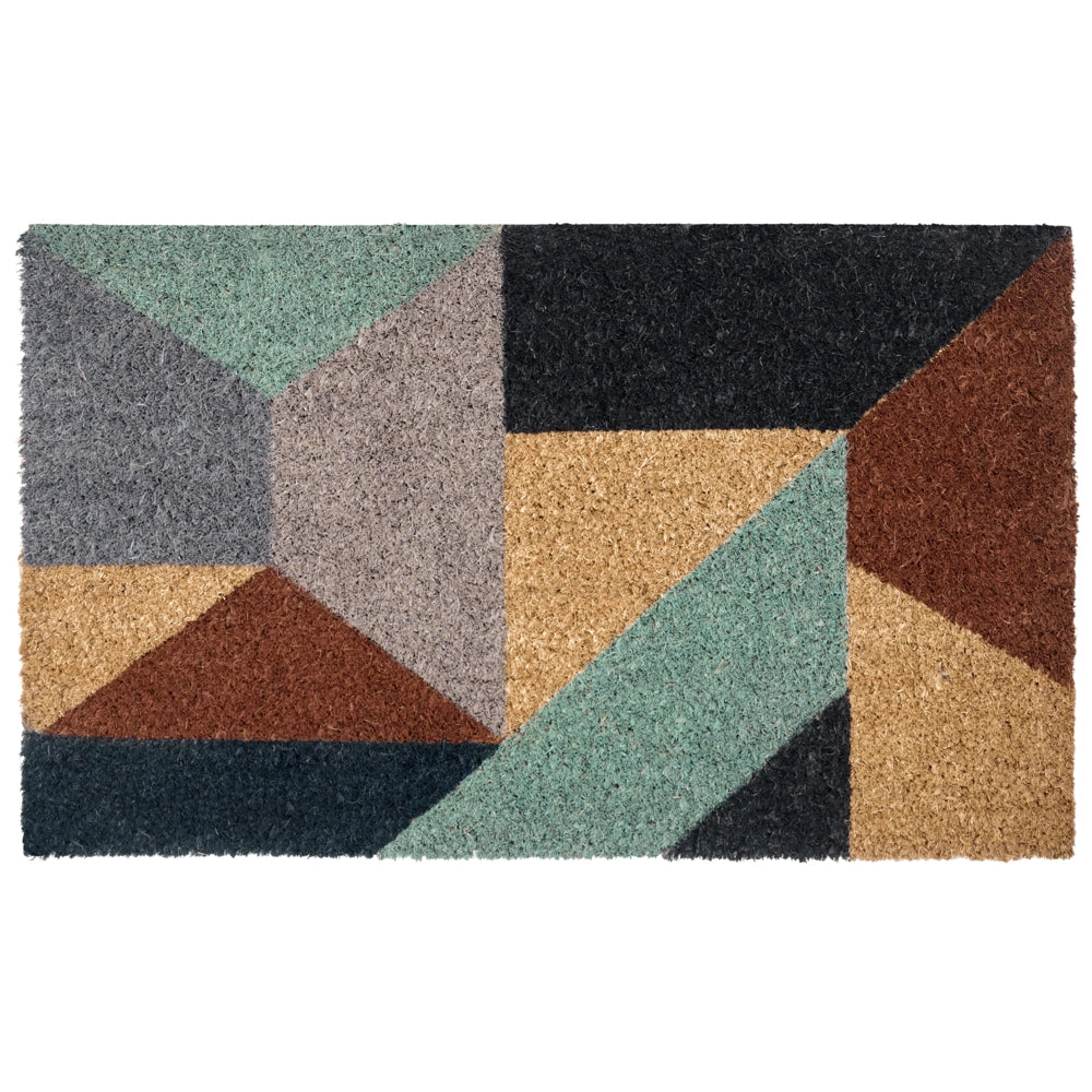 Zerbino multicolore in fibra di cocco con fondo antiscivolo 50 x 80 cm Antiscivolo Decorativo Motivo geometrico Zerbino di benvenuto
