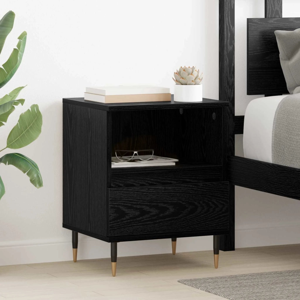 Armadio da Notte con cassetto 2 pcs Rovere Nero 40 x 35 x 50 cm 882654