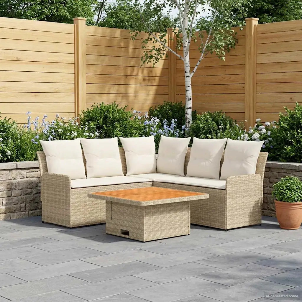 Set di Mobili con cuscino 4 pcs Beige e Crema Rattan in PE 3422178