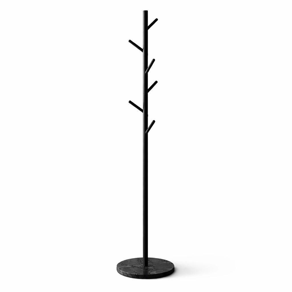 Appendiabiti in Metallo con Base in Marmo Nero 174 cm Moderno con 6 Ganci