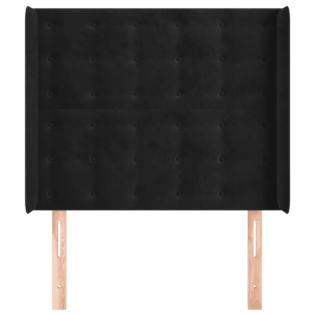Testiera | Testata ad Orecchio Nera 103x16x118/128 cm in Velluto