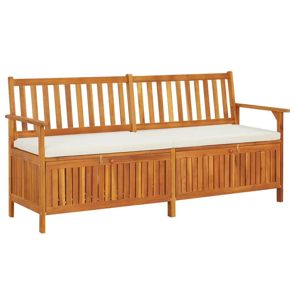 Panca da giardino mobili da esterno per patio contenitore per terrazza con cuscino 170 x 63 x 84 cm legno massello di acacia 02_0011799
