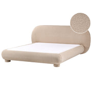 Letto rivestito in bouclé tortora 160 x 200 cm design minimalista retrò camera da letto