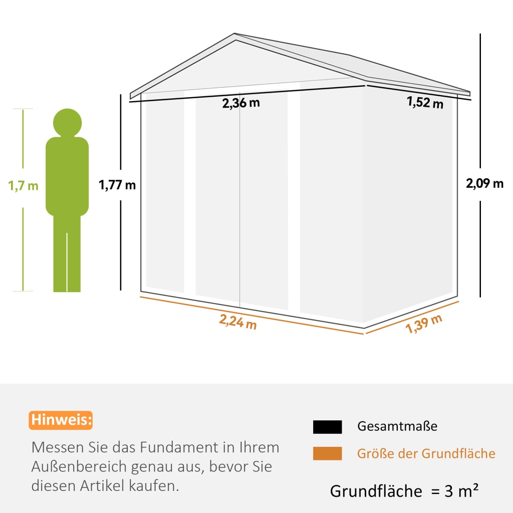 Casetta da giardino ¨C zephmum ¨C effetto legno, acciaio, marrone, 152x236x209 cm