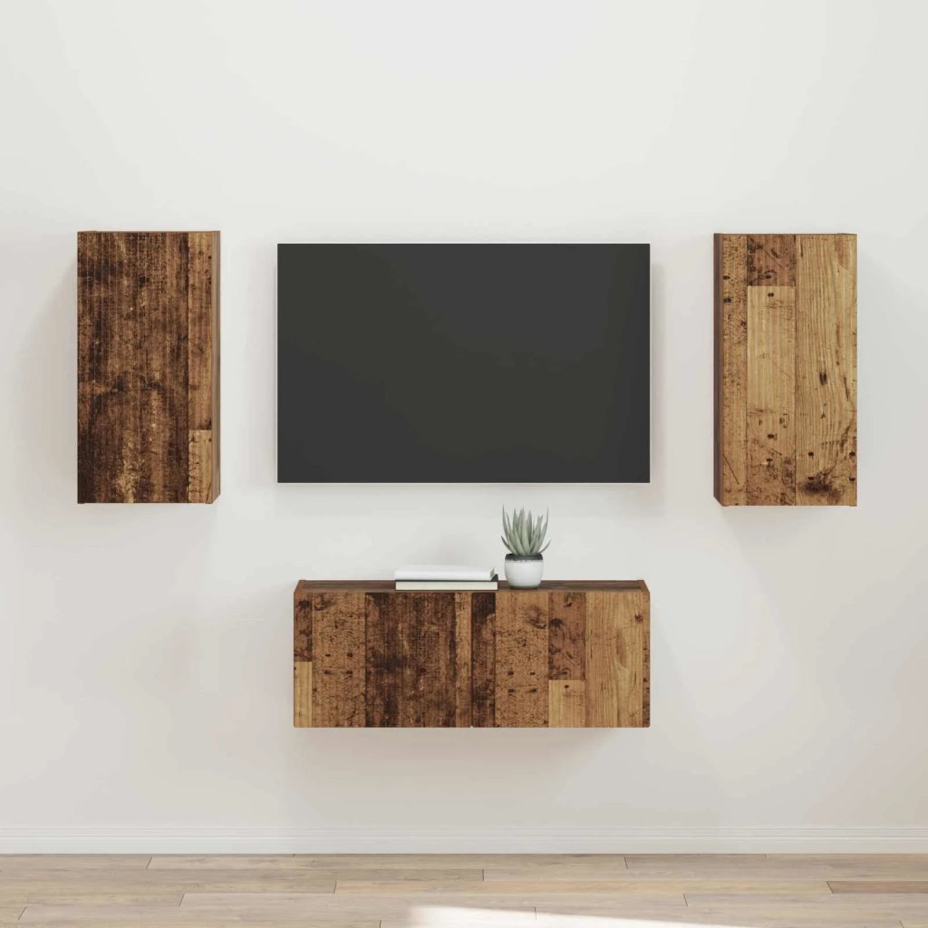 Set mobile TV 2 pz | Armadietto TV | Mobile Porta TV Legno vecchio Legno multistrato