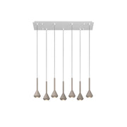 Lampadario Moderno Aygo Metallo Bianco E Sabbia Marrone 7 Luci Gu10