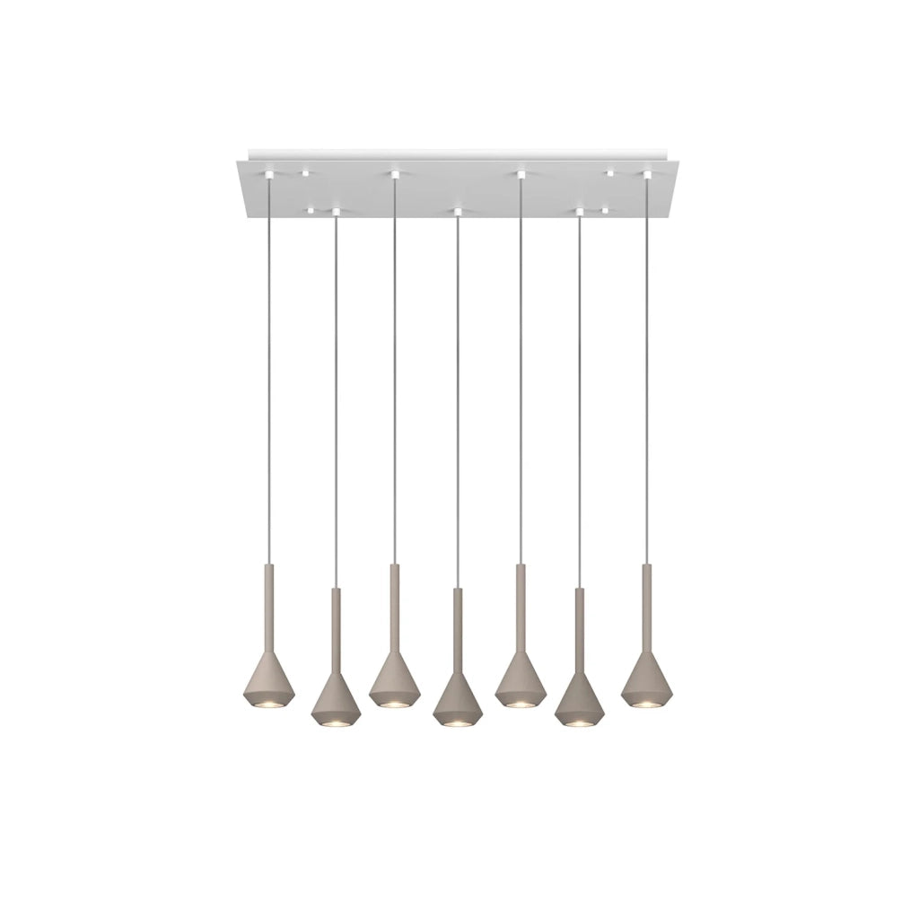 Lampadario Moderno Aygo Metallo Bianco E Sabbia Marrone 7 Luci Gu10