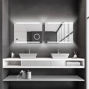 Specchio LED con Illuminazione - 2 Pezzi - Specchio Bagno con Luce Bianca Neutrale - Orologio Digitale - Specchio Trucco - 3 Rapporto di Ingrandimento - Interruttore a Tocco