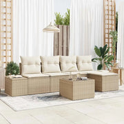 Set Divano da Giardino con cuscino 6 pcs Beige polyrattan