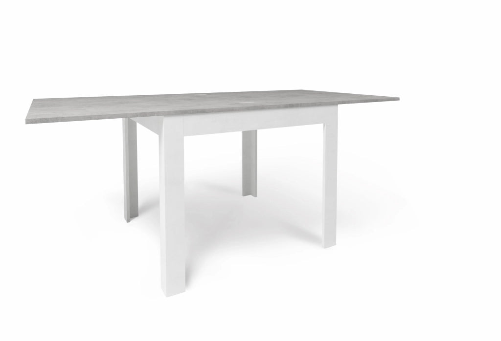 Tavolo Allungabile 90/180x90x75 cm Cemento e Ossido Bianco