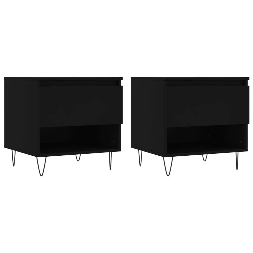 Tavolini da Salotto 2 pz Neri 50x46x50 cm in Legno Multistrato