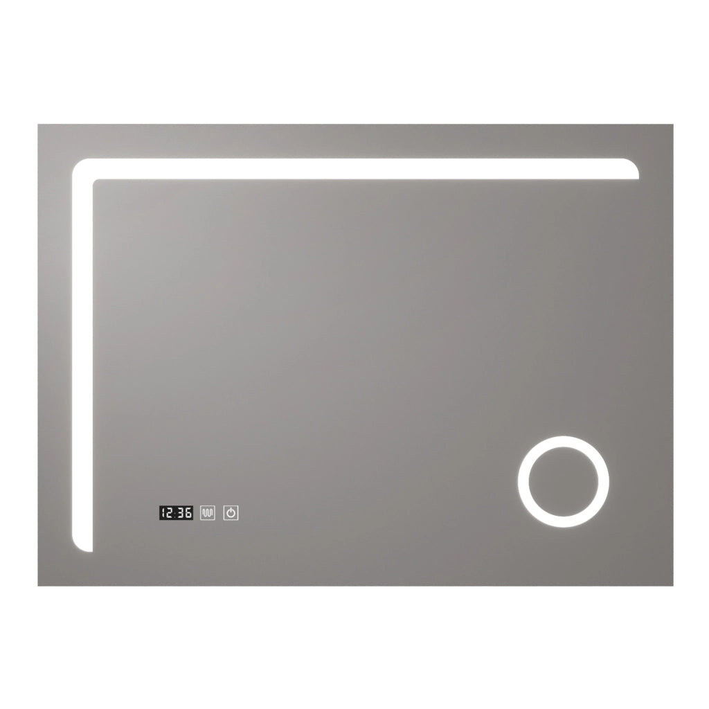Specchio LED da Parete Chambave Multifunzionale Cornice Argentata 100 x 70 cm pro.tec