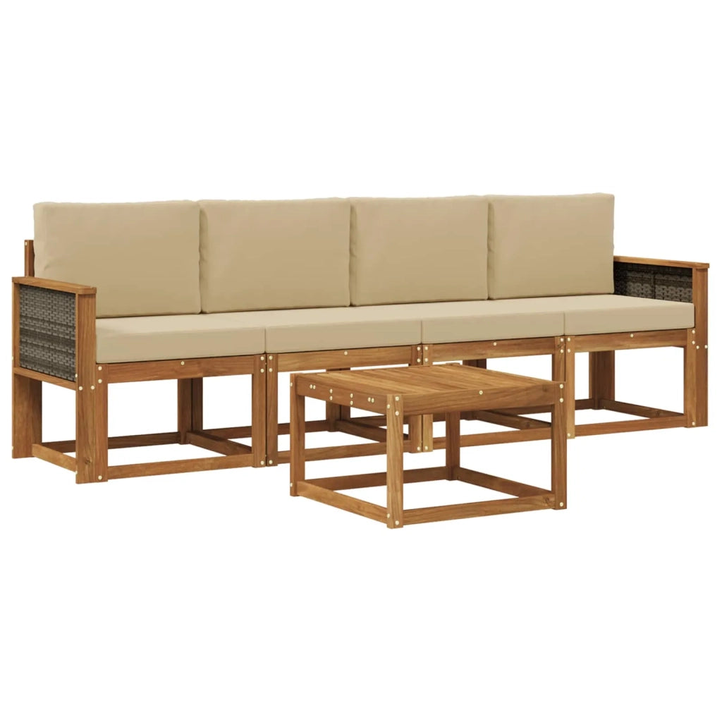 Set di divani da esterno con cuscino 4 pcs Naturale 3384969